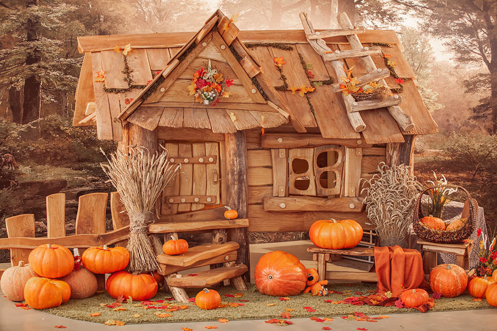 Avezano Cabin Autumn Photography Backdrop-AVEZANO